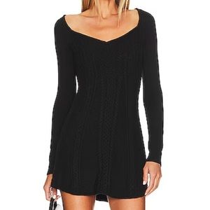 NWT FREE PEOPLE Small World Dress Little Black Dress Sweater Date Night Mob Wife